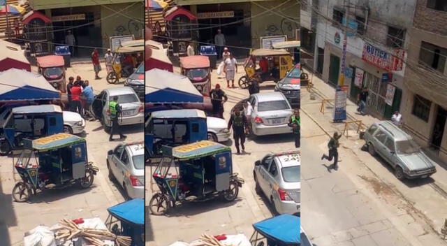 Sujeto escapando de la policía tras ser intervenido en La Victoria