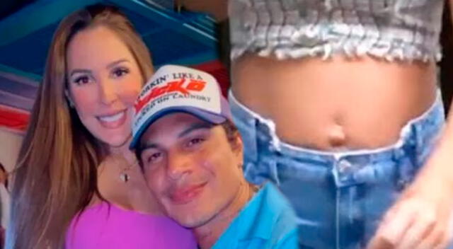 Ana Paula Consorte emocionada muestras las pataditas de su bebé con Paolo Guerrero.