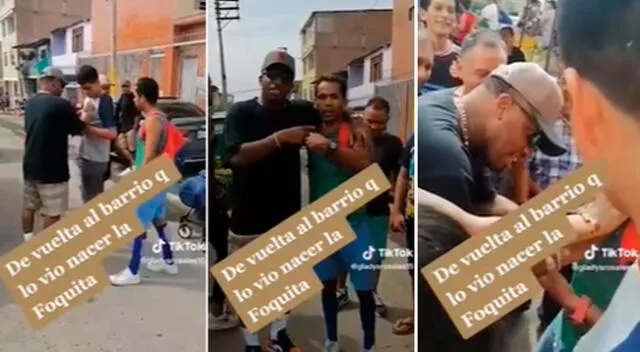 El exfutbolista se volvió viral tras regresar a su barrio.