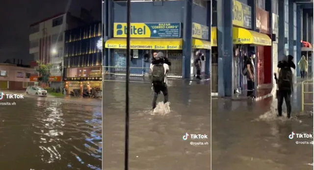 La peculiar escena se volvió viral en TikTok por el gesto de amor del muchacho hacia su novia en plena lluvia en Chiclayo.