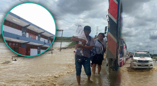 Intensas lluvias y el desborde del río La Leche serían causantes del retraso de inicio de clases en Lambayeque.