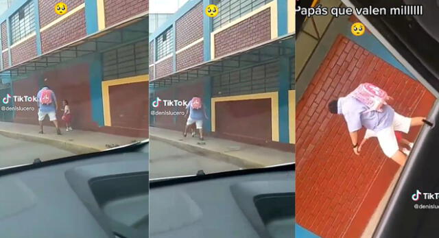 Un padre de familia fue visto llevando a su hija al colegio jugando y escena enternece en TikTok.