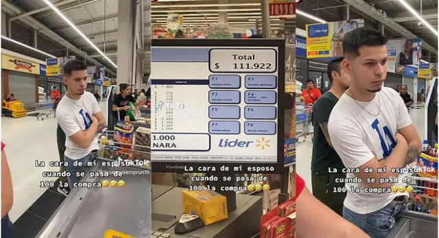 Hombre tiene peculiar reacción al ver que la cuenta del supermercado se pasó los 100 soles y es viral en TikTok.