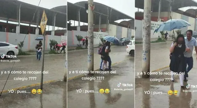 Un padre de familia tuvo un lindo gesto con su hija para protegerla del agua y escena es viral en TikTok.