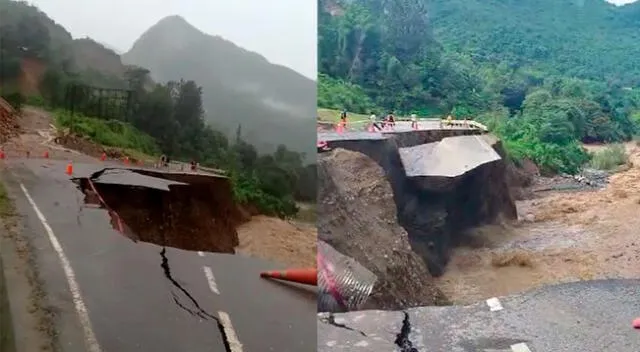 Carretera queda destruida por la furia de la naturaleza.