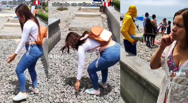 Joven venezolana se hizo viral en TikTok con singular escena en una playa del Callao.
