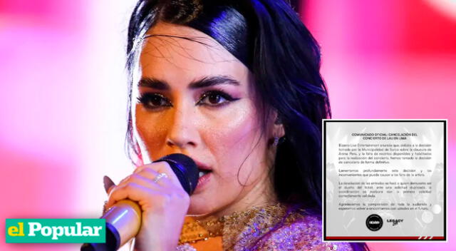 Se cancela nuevamente show de Lali en Lima