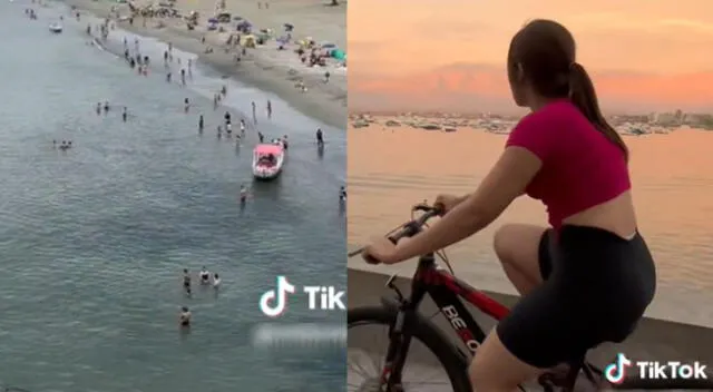 Joven venezolana captó la atención en TikTok con singular escena en una playa del Perú.