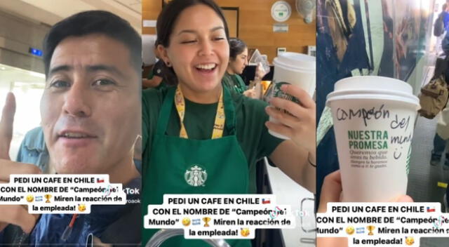 La joven de la cadena del café se quedó sorprendida con el pedido.