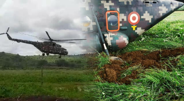 Helicóptero cayó con tanta fuerza al suelo que terminó enterrando las llantas.