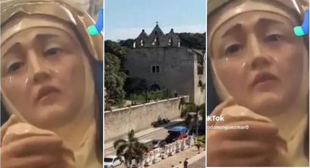 Un usuario en TikTok captó a la Virgen María llorando en plena misa de Vienes Santo en Hidalgo.