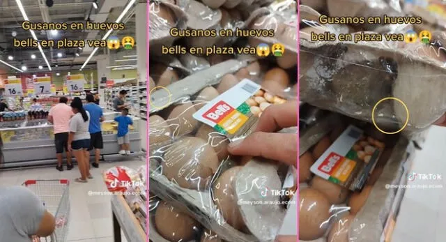 Joven peruano encuentra gusanos y moscas dentro de paquete de huevos de Plaza Vea y es viral en TikTok.