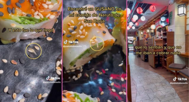 Peruana va restaurante chino, pero encuentra un gusano en sus makis y escena es viral en TikTok.