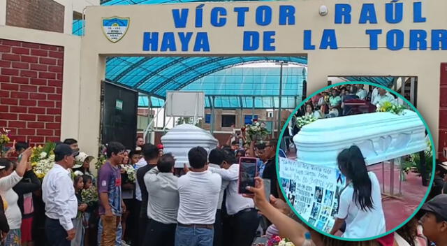 Escolares rindieron homenaje al cuerpo de escolar asesinado en Virú, La Libertad.
