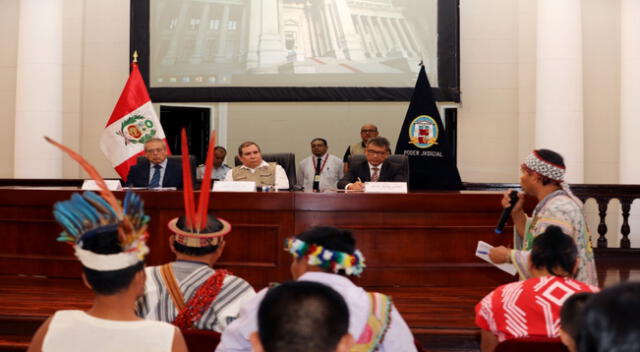 El presidente del Poder Judicial Javier Arévalo se reunió con líderes indígenas en Palacio de Justicia