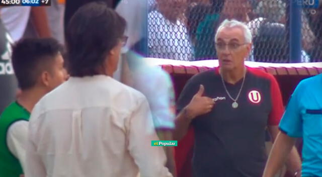 Jorge Fossati quiso saludar al finalizar el partido a Ángel Comizzo, pero no pudo.
