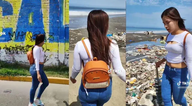 Joven venezolana llamó la atención en TikTok con singular escena en una playa del Callao.