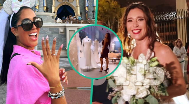 Melissa Paredes se fue a ver vestidos de novia mientras Verónica Linares se casaba.