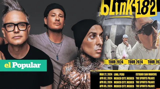 Blink-182, la banda estadunidense que confirma gira por Sudamérica y vendrán a Perú este 2024.
