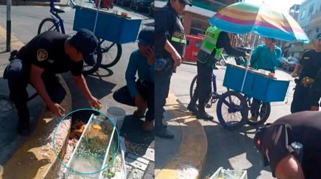Policías y serenos ayudan a vendedor de ceviche que perdió su mercadería en Barranca.