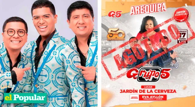 Se agotaron todas las entradas para concierto de Grupo 5 en Arequipa