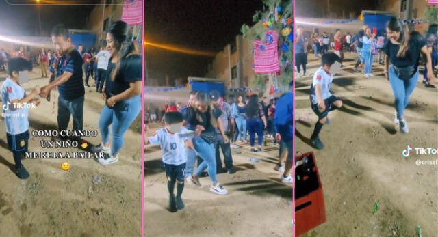 Un niño retó a bailar a joven peruana y sus pasitos se robaron el show en TikTok.