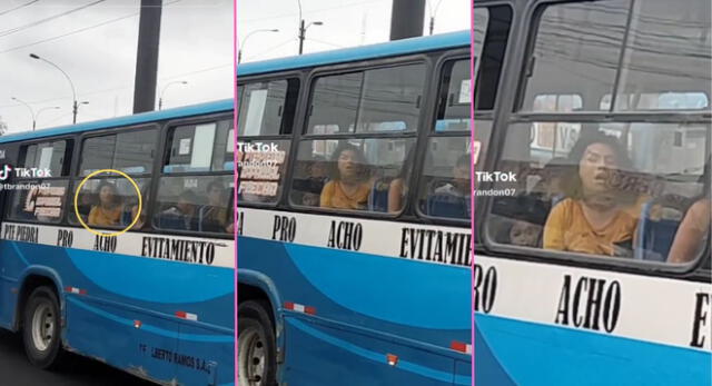 Una mujer peruana fue captada durmiendo en pleno bus y escena es viral en TikTok.