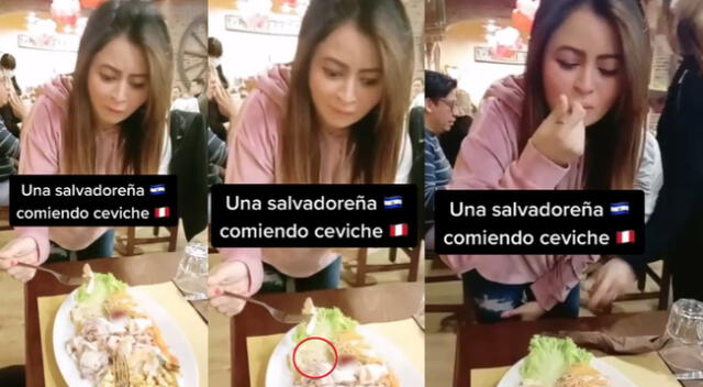 Joven salvadoreña probó ceviche peruano por primera vez y escena en restaurante se hizo viral en las redes sociales.