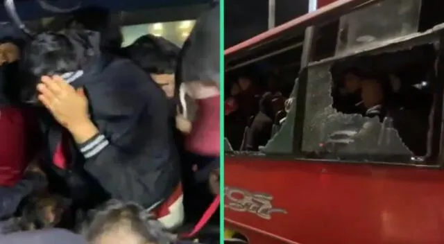 Los hinchas de Universitario de deportes fueron atacados cuando viajaban en un bus.