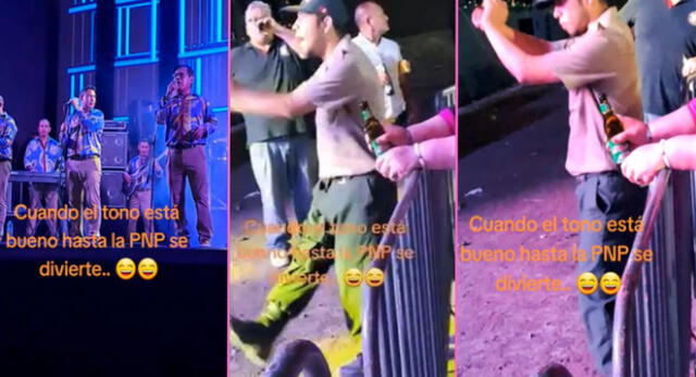 Un señor, vestido de la PNP, fue captado bailando de singular manera en concierto de Walther Lozada y es viral en TikTok.