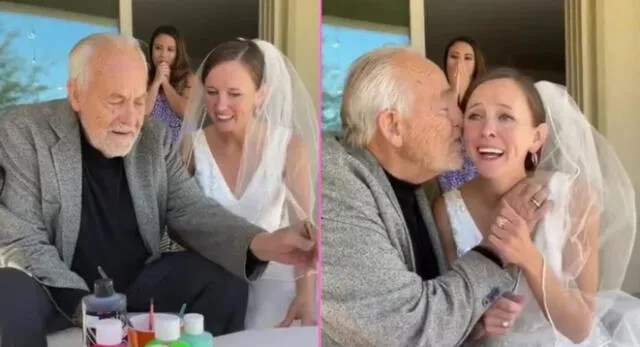 Padre con alzhéimer reconoció a su hija en el día de su boda y escena es viral en TikTok.
