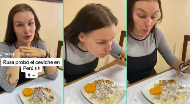 La rusa sorprendió con su reacción al probar ceviche, siendo viral en TikTok.