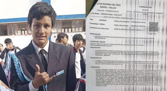 Fabián, de 15 años, se encuentra desaparecido.