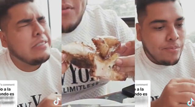 Joven turista se animó a probar pollo a la brasa peruano por primera vez y escena captó la atención en las redes sociales.