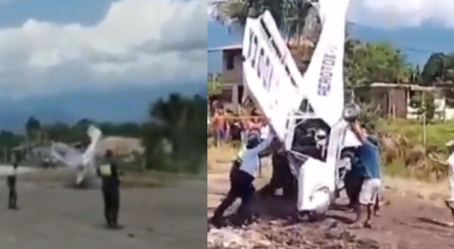 Avioneta con alcalde sufre volcadura en San Martín