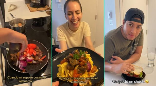 La canadiense conparó el almuerzo de su esposo con el que hizo ella, siendod viral en TikTok.