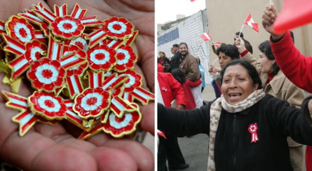 El uso de la escarapela es una costumbre en las Fiestas Patrias de Perú.