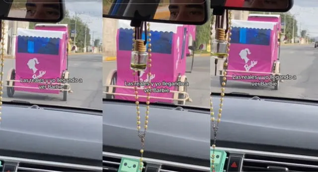 Joven peruana vio una mototaxi de Barbie y escena es viral en TikTok.