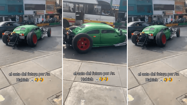 Un peculiar auto se volvió viral al transitar por las calles de Lima