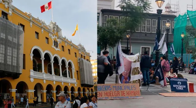 Trabajadores de la Municipalidad de Lima están en el cruce de los jirones Conde de Superunda y Camaná.