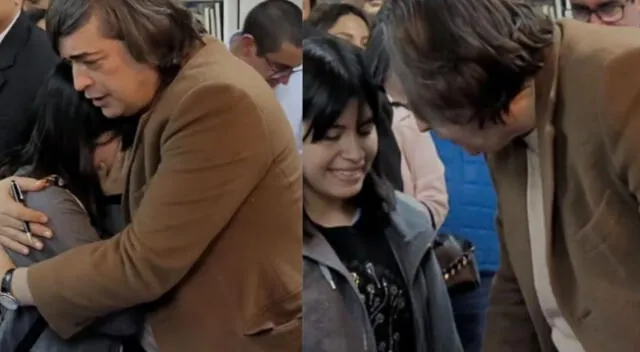 Jaime Bayly tras el abrazo accedió a tomarse una foto con la joven.