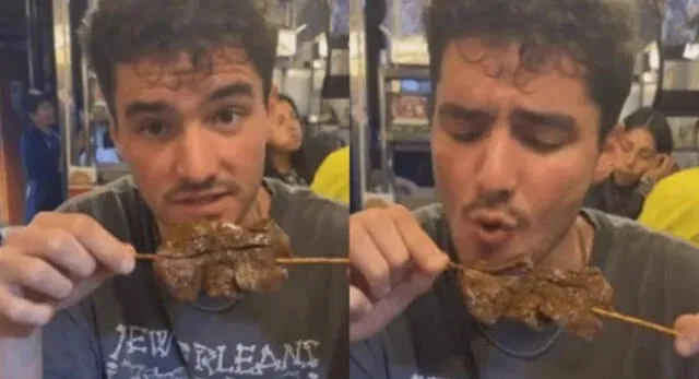 El joven estadounidense quedó maravillado con el sabor de los anticuchos y es viral en TikTok.