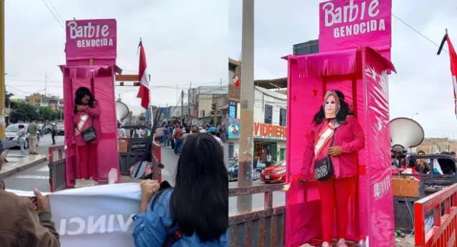 Manifestante se disfraza de "Barbie Genocida" en medio de las protestas en Áncash y es viral.