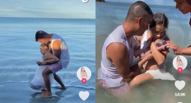 Venezolana da a luz a su bebé bajo el mar y en TikTok hacen polémica.