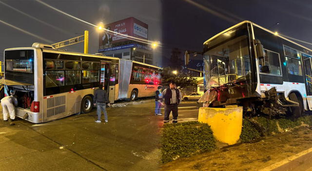 Bus del Metropolitano protagoniza accidente pasando la estación Independencia.