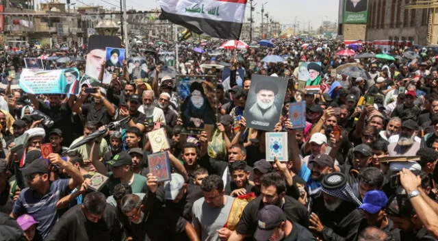 La protesta fue convocada por el influyente líder religioso Moqtada Sadr.