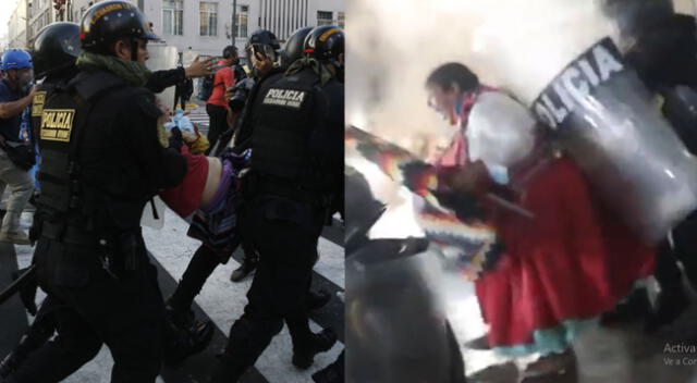 Manifestantes de Puno fueron agredidos por la Policía en la Plaza San Martín.