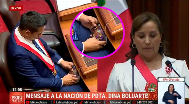 Cámaras de televisión captaron el instante en el que el congresista Vergara juega el videojuego 'Angry birds'