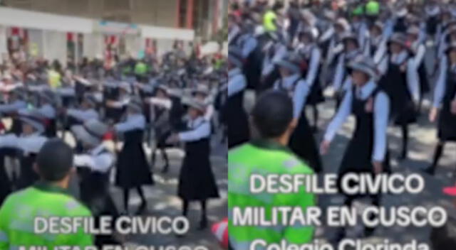 Los presentes en el desfile escolar realizado Cusco empezaron apluidir cuando escucharon el tema.