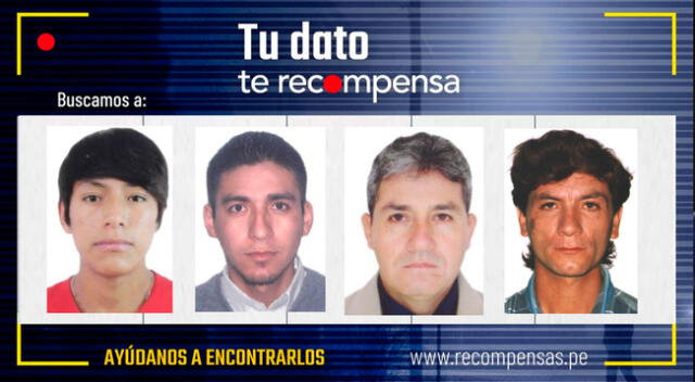 El Mininter viene ofreciendo una jugoza recompensa por información sobre el paradero de estos 4 presuntos criminales.